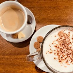 High angle view of coffee on table