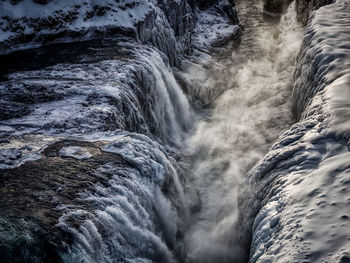 Part of the gullfoss waterfall, in the middle of winter, iceland