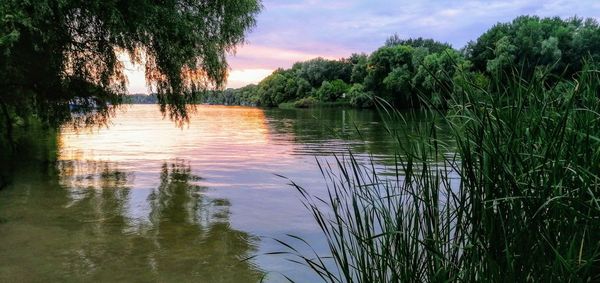 Scenic view of lake against sky