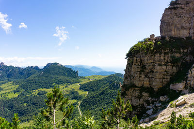 Scenic view of rocky mountains against sky