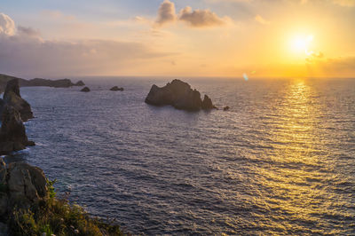 Scenic view of sea against sky during sunset
