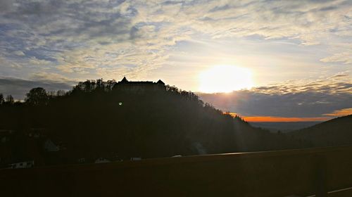 Panoramic view of landscape against sky during sunset