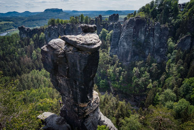 Ferdinandstein in famous bastei national park saxon switzerland, germany. 