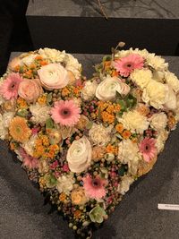 High angle view of rose bouquet