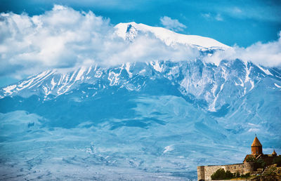 View of clouds over mountain