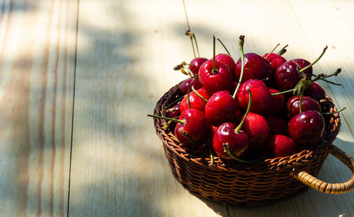 Close-up of strawberries in basket
