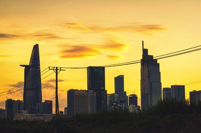 Silhouette buildings against sky during sunset