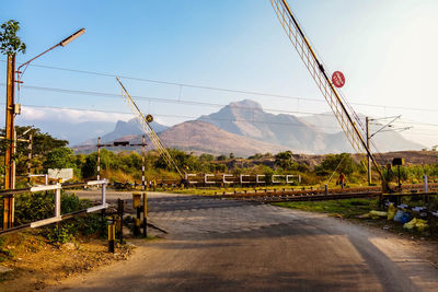 Landscape with mountain range in background