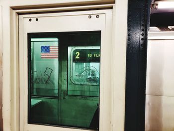 Closed door of train
