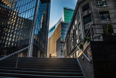 Low angle view of modern buildings against sky