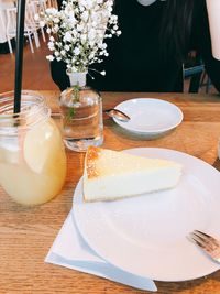 High angle view of ice cream in glass on table