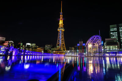 Illuminated city at night