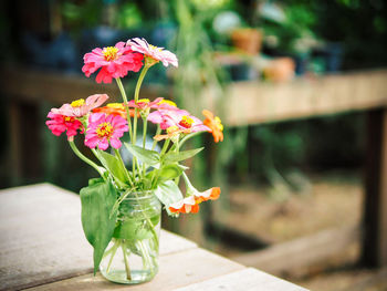 Close-up of flowers in vase on table