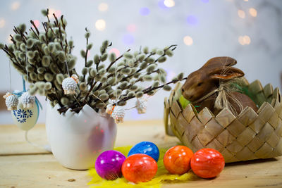 Close-up of easter decoration on table
