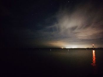 Scenic view of sea against sky at night