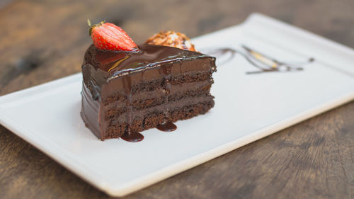 Close-up of dessert on serving tray