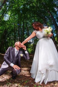 Man and woman wearing mask