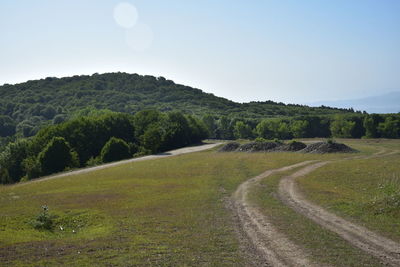 Scenic view of landscape against clear sky