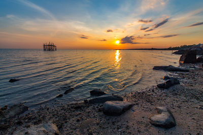Scenic view of sea against sky during sunset