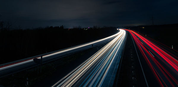 Light trails on highway at night