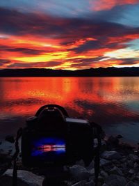 Scenic view of sunset over sea
