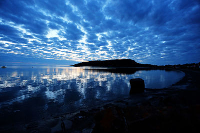 Scenic view of sea against cloudy sky