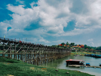 Bridge over river against sky