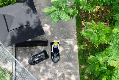 High angle view of bicycle