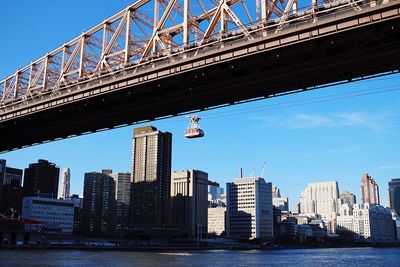 Low angle view of gondola under bridge