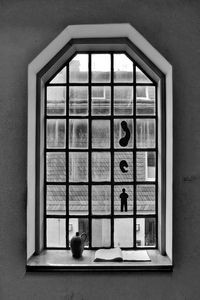 View of building through window