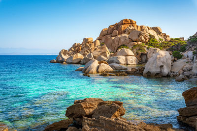 Scenic view of sea against clear sky