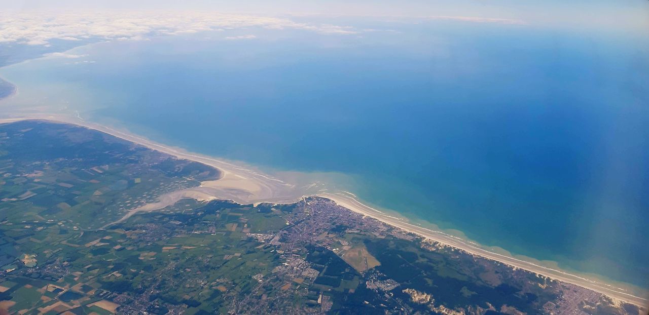 AERIAL VIEW OF LANDSCAPE AND SEA