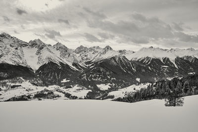 Snow covered mountains against sky