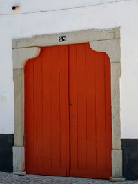 Closed door of building