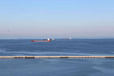 Scenic view of sea against clear sky