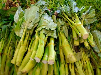 High angle view of vegetables for sale in market