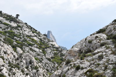 Low angle view of mountain against sky