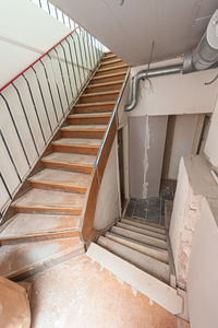 High angle view of staircase in building