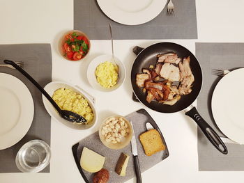 Directly above shot of breakfast on table