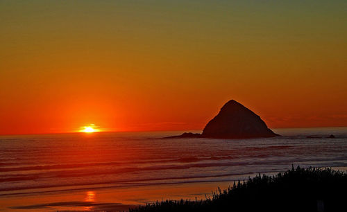 Scenic view of sea at sunset