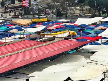 High angle view of multi colored city