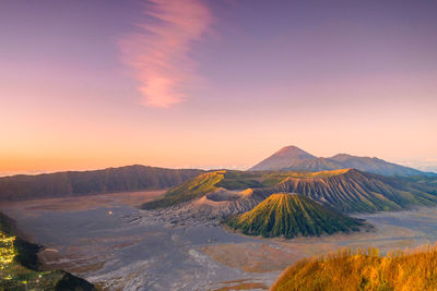 Scenic view of landscape against sky during sunset