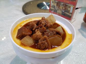 Close-up of served food in bowl