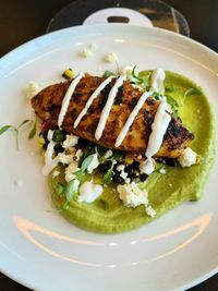 High angle view of meal served in plate