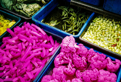 High angle view of colorful vegetables