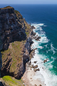 High angle view of rocks on beach