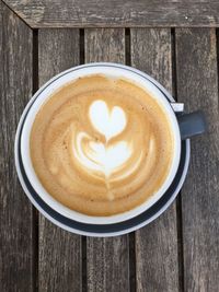 Directly above shot of cappuccino on table