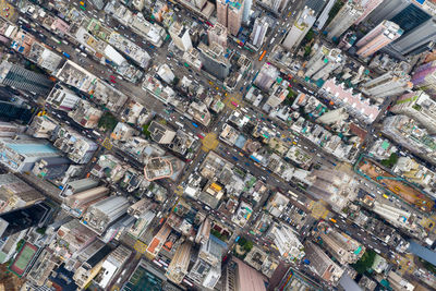 High angle view of street amidst buildings in city