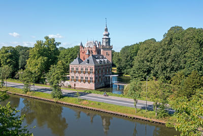 Aerial from castle nijenrode at the river vecht in the netherlands