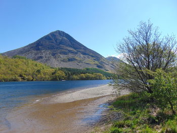 Scenic view of mountains against clear sky